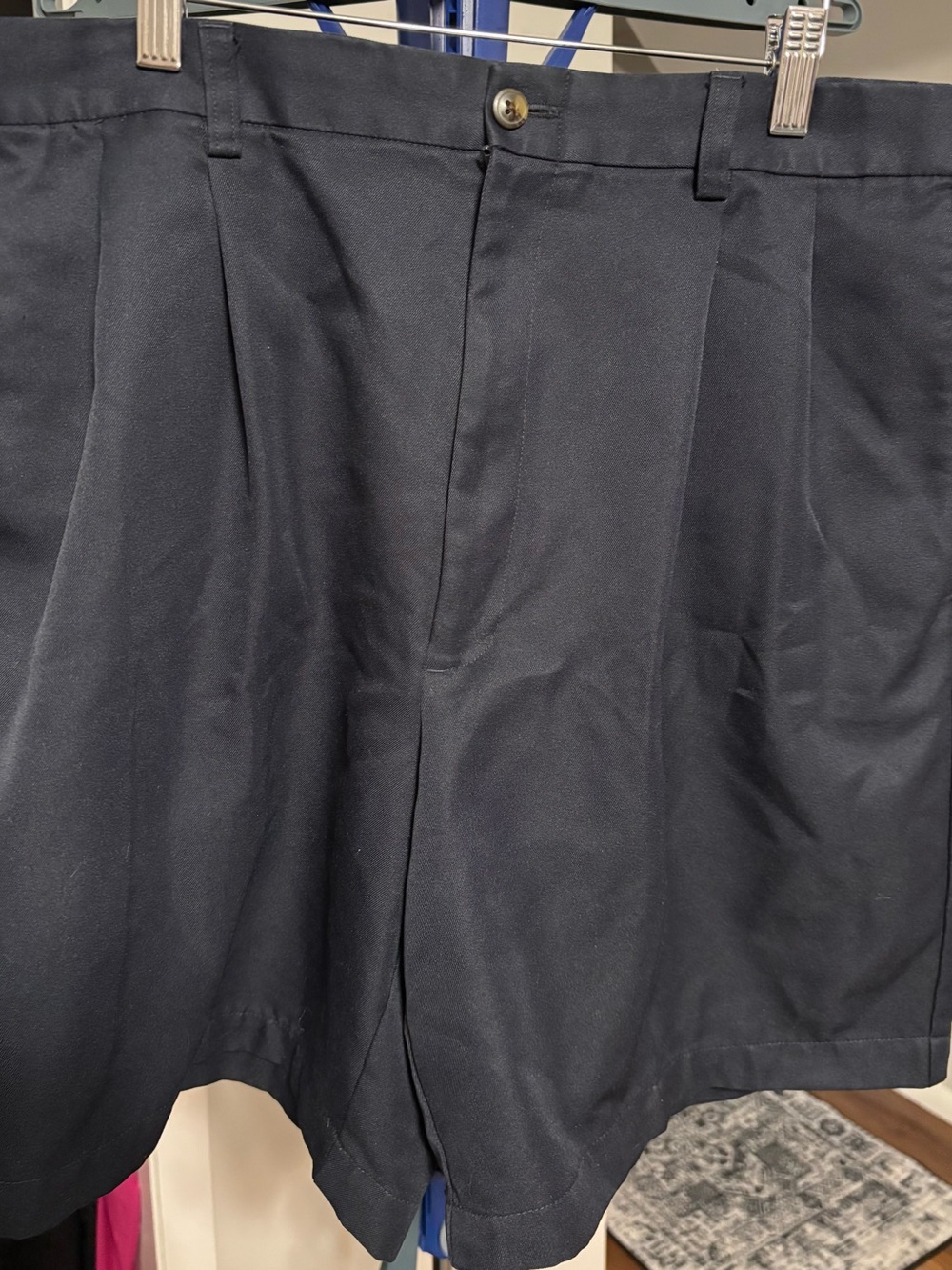 Haggar Men's Navy Pleated Front Dress Shorts